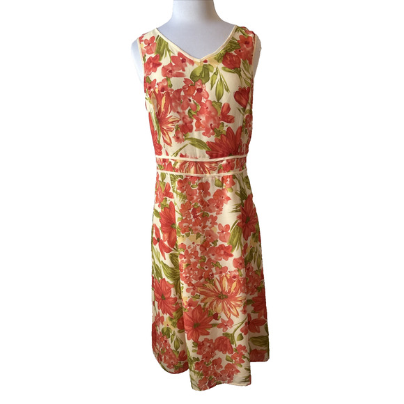 Vtg Norton McNaughton Women’s 10 Cottagecore A-Line Dress Sleeveless Chiffon - Picture 1 of 11